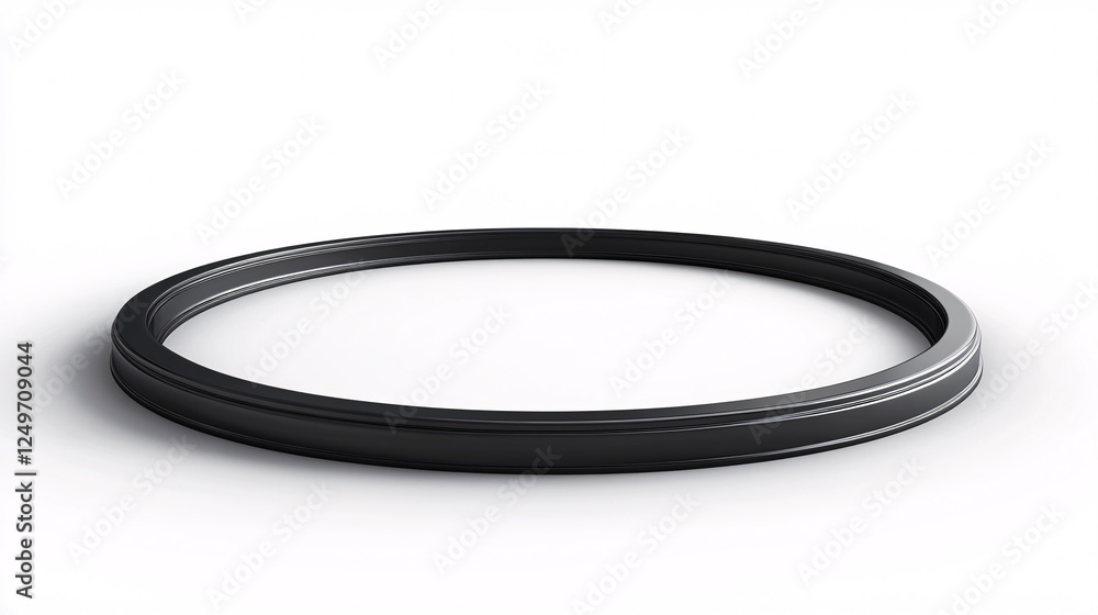 A modern black circular frame with a sleek, minimalistic design placed on a smooth white background
A modern black circular frame with a sleek, minimalistic design placed on a smooth white background