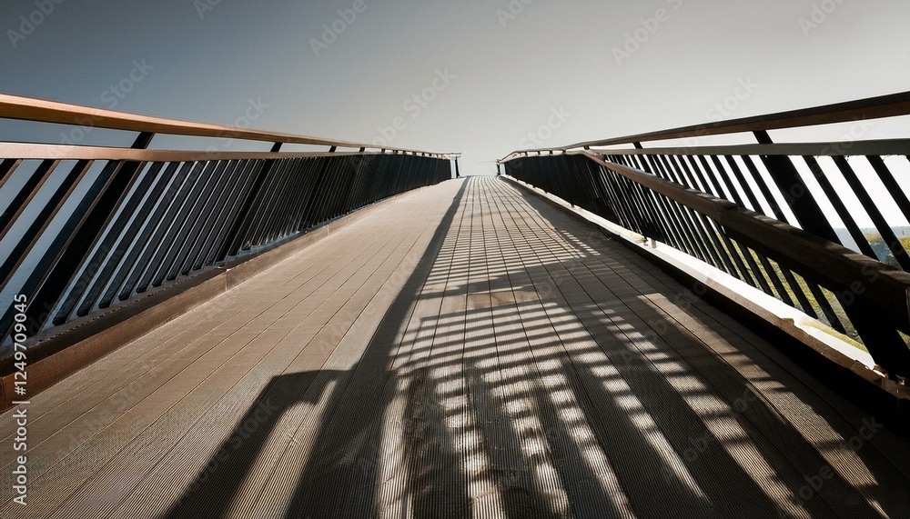 Fototapeta premium 계단 난간을 따라 길게 늘어지는 그림자