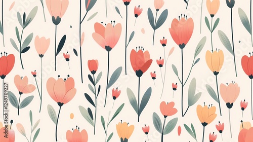 Elegancia Suave: Patrón de Flores en Tonos Pastel