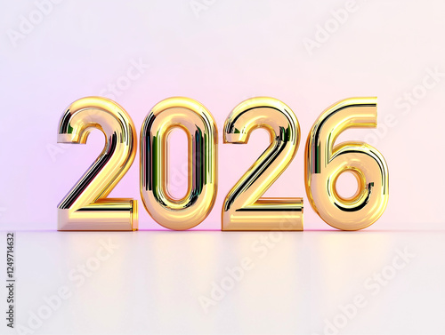 gold numbers 2026 business year shiny decorative display design luxurious graphic photo