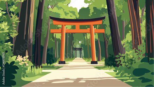 Meiji Shrine Pathway – Tranquil Torii Gates Surrounded by Greenery