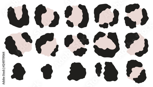 Leopard stains collection. Set of wild big cat spots isolated on white background.