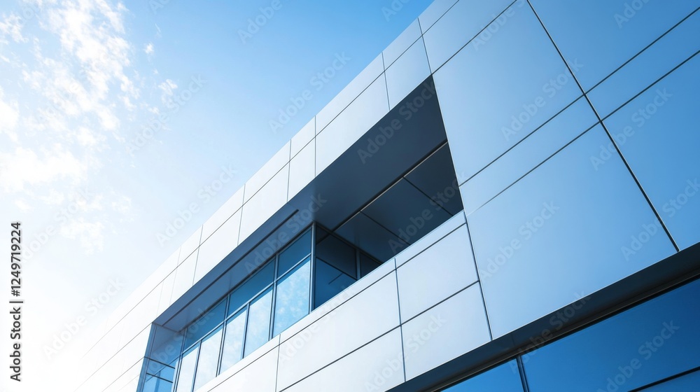 Modern Architectural Building Facade with Windows and Sky Modern Architectural Building Facade with Windows and Sky