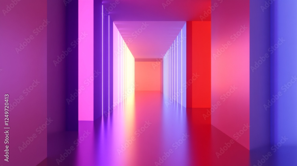 Vibrant Neon Tunnel with Gradient Colors Vibrant Neon Tunnel with Gradient Colors