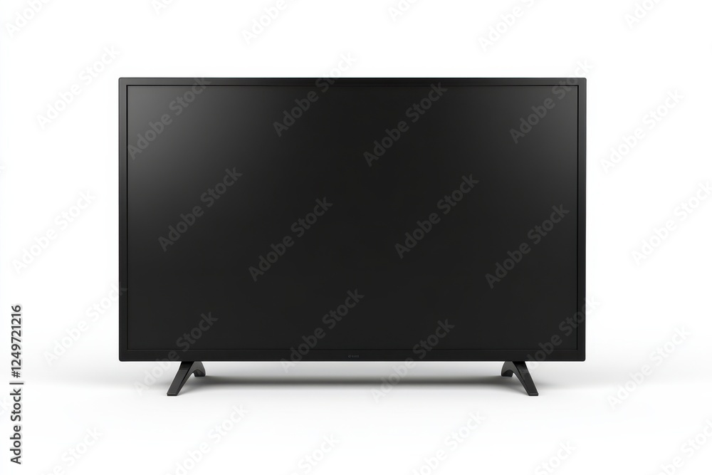 Modern flat screen television displaying a sleek design in minimalistic setting Modern flat screen television displaying a sleek design in minimalistic setting