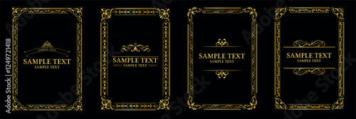Set of Gold decorative vintage frames and borders set, photo frame for picture. Vector design..eps