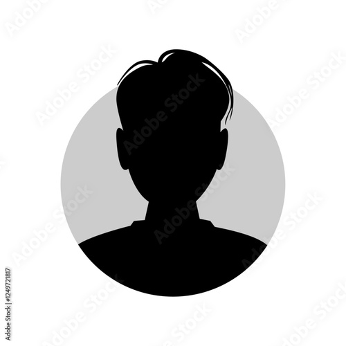 Vector flat illustration in black color. Icons of man and woman. Avatar, user profile, person icon, profile picture. Suitable for social media profiles, icons, screensavers and as a template.