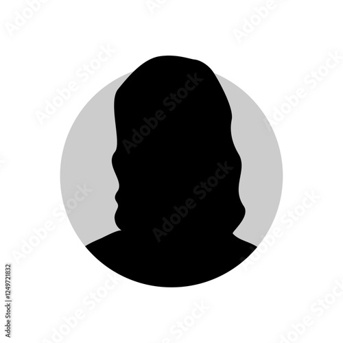 Vector flat illustration in black color. Icons of man and woman. Avatar, user profile, person icon, profile picture. Suitable for social media profiles, icons, screensavers and as a template.