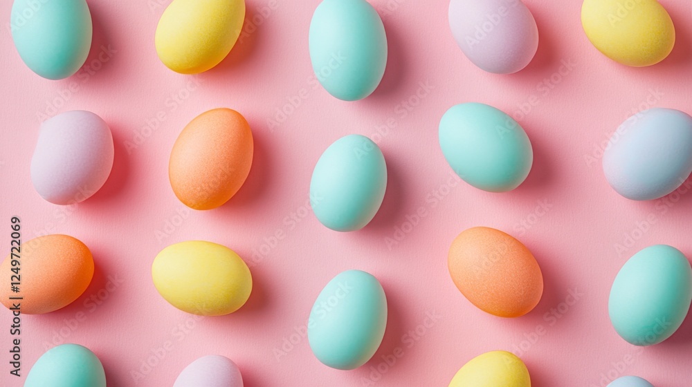 Colorful Easter Eggs Pattern on Pink Background Colorful Easter Eggs Pattern on Pink Background