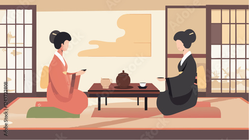 Traditional Japanese Tea Ceremony in a Peaceful Setting