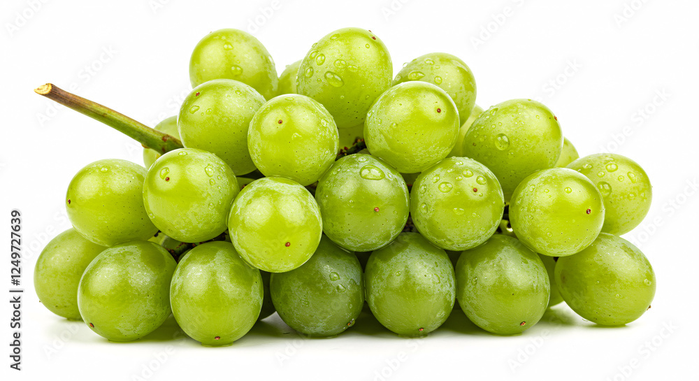 Bunch of green grapes, fresh and ripe, isolated on white background.
Bunch of green grapes, fresh and ripe, isolated on white background.