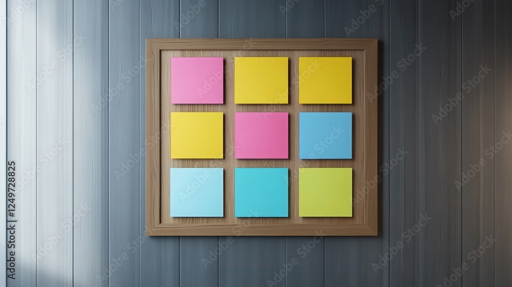 Office board. Task stickers on boards surface. Scrum or agile management, colorful sticky for daily plan. Business meeting isolated element Office board. Task stickers on boards surface. Scrum or agile management, colorful sticky for daily plan. Business meeting isolated element
