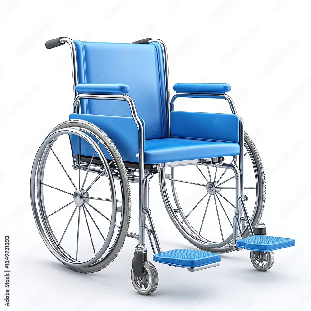 Fototapeta premium 3d icon of blue wheelchair isolated on white background.