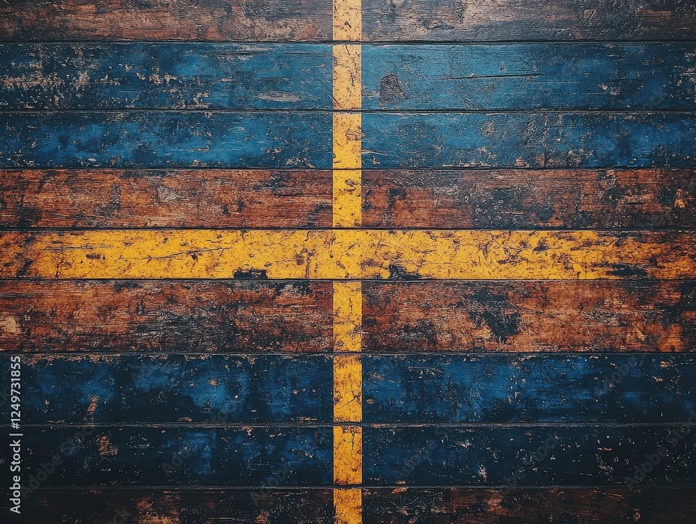 A textured wooden background featuring blue and yellow stripes resembling a flag. A textured wooden background featuring blue and yellow stripes resembling a flag.