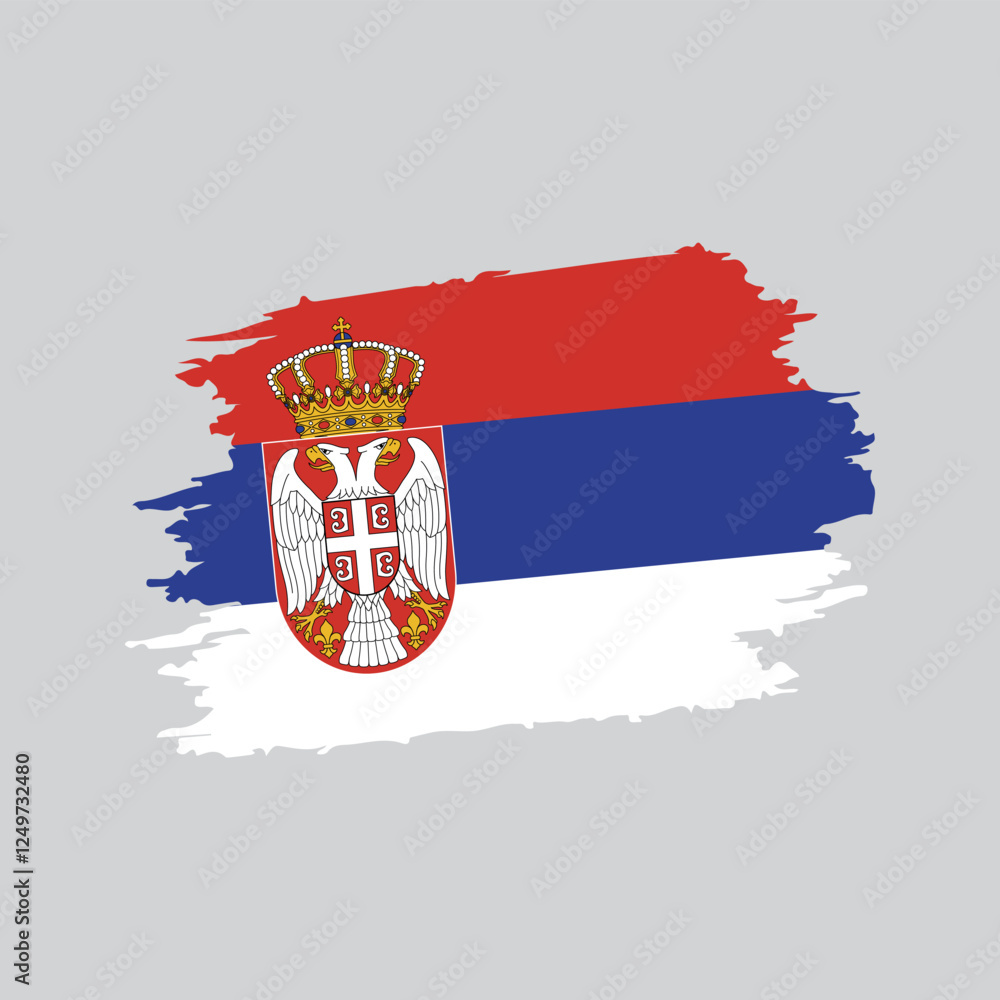 Serbia national flag in brush shape frame.eps Serbia national flag in brush shape frame.eps