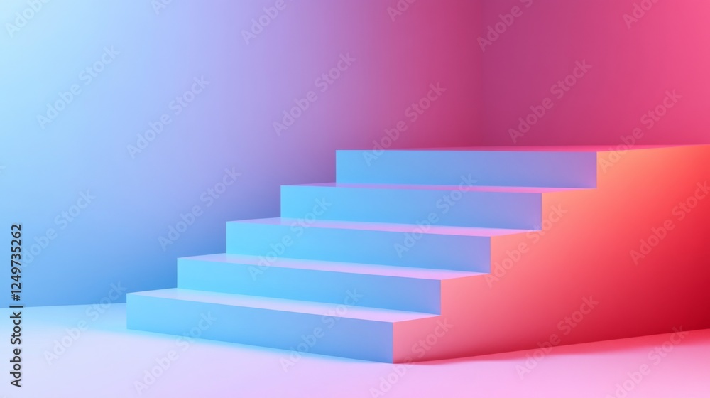 Neon Gradient Steps - Minimalist Modern Display Platform Neon Gradient Steps - Minimalist Modern Display Platform