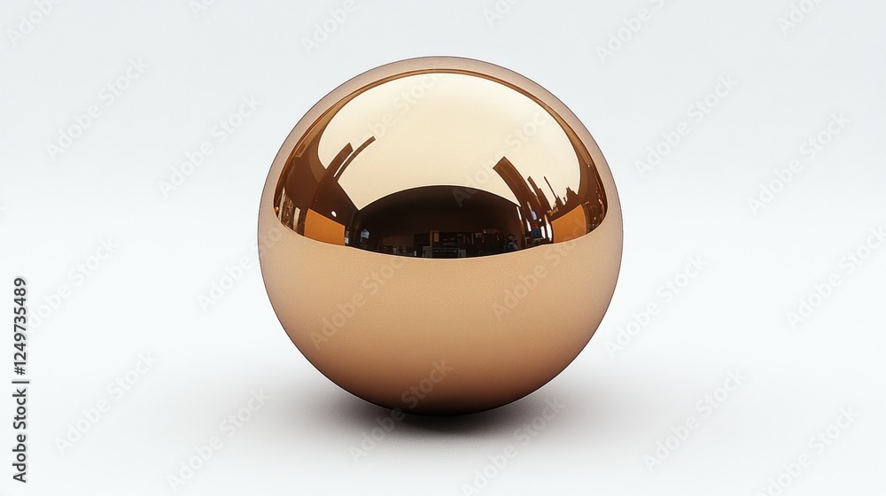 A shiny, reflective bronze sphere on a plain background.