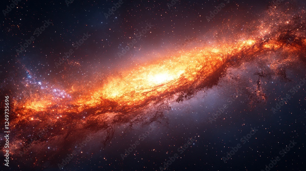 Fiery cosmic galaxy swirl, space background, astronomy, science Fiery cosmic galaxy swirl, space background, astronomy, science