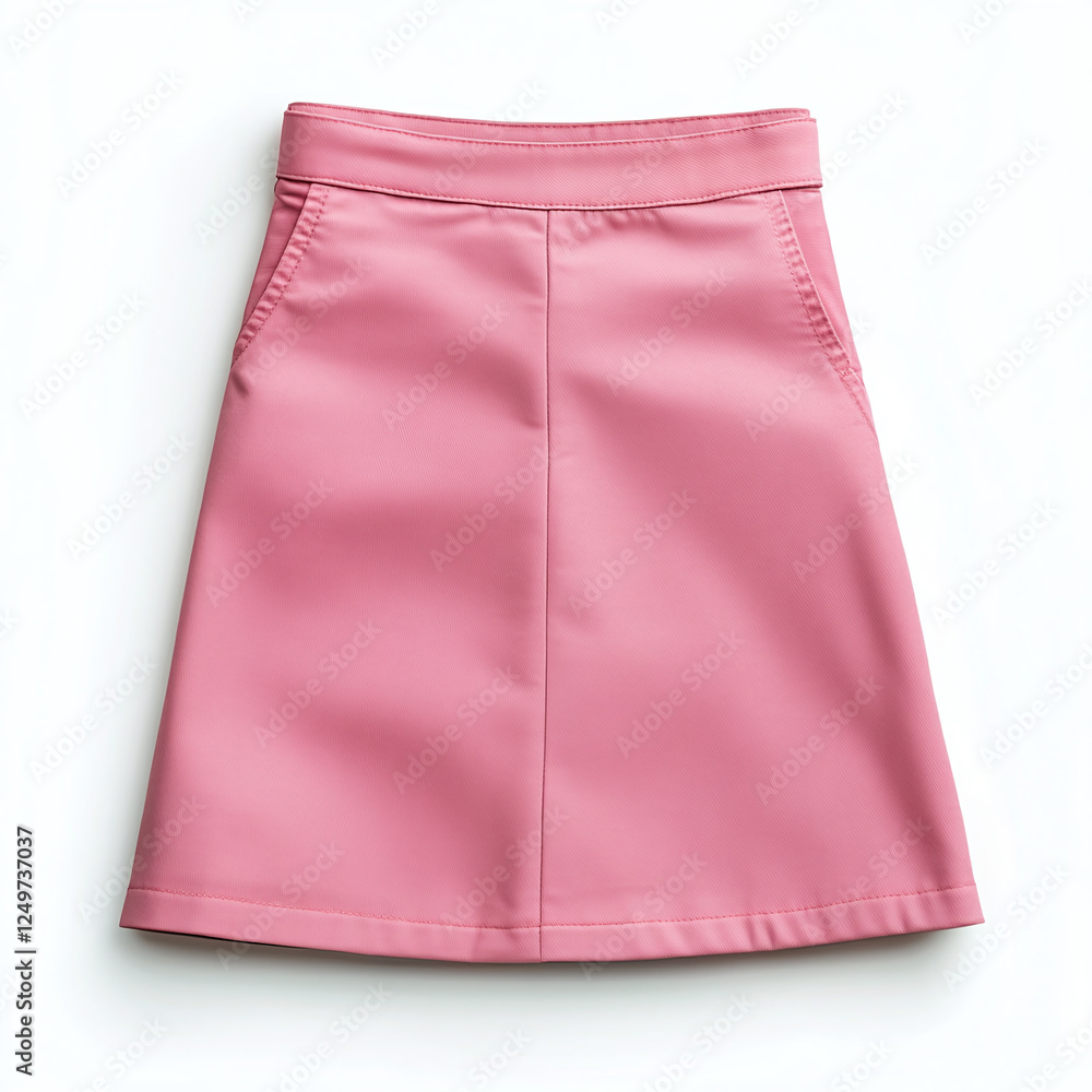 Pink casual skirt mockup isolated on white background for brand presentation. Pink casual skirt mockup isolated on white background for brand presentation.
