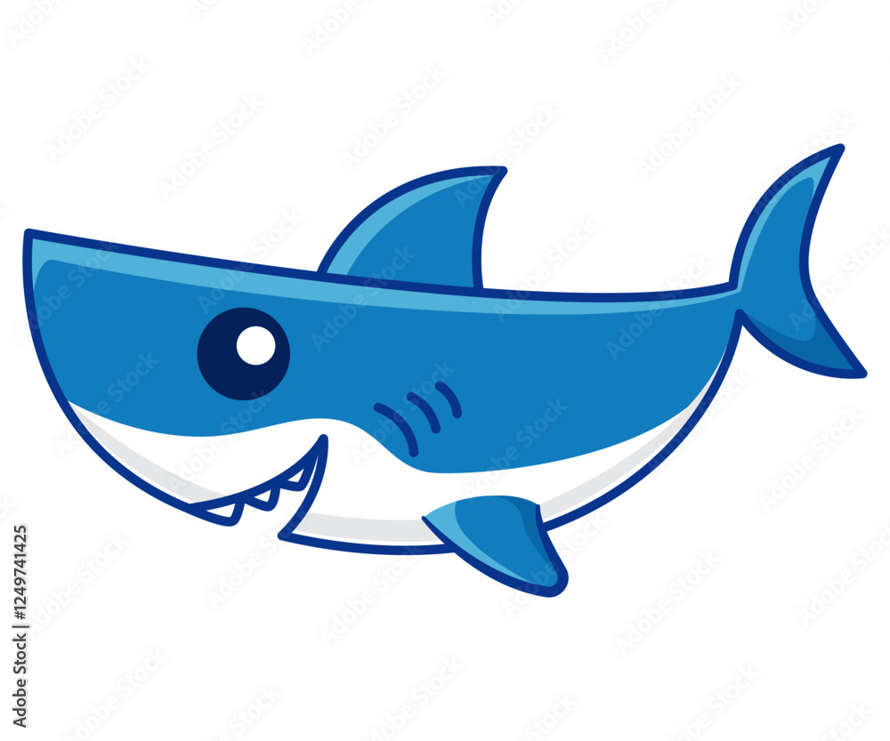 Obraz premium Cute shark mascot cartoon hand drawn isolated illustration