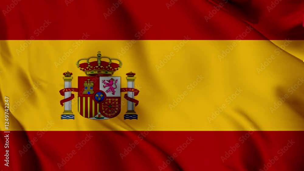 waving national flag of spain waving national flag of spain