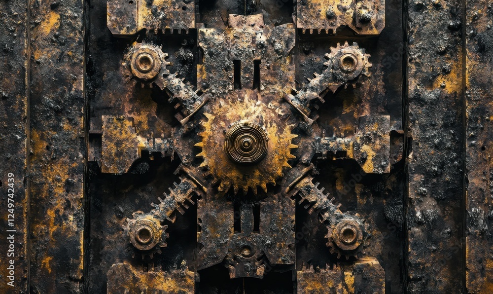 Abstract gear mechanism with detailed cogs and intricate textures, symbolizing precision, innovation, and engineering excellence Abstract gear mechanism with detailed cogs and intricate textures, symbolizing precision, innovation, and engineering excellence