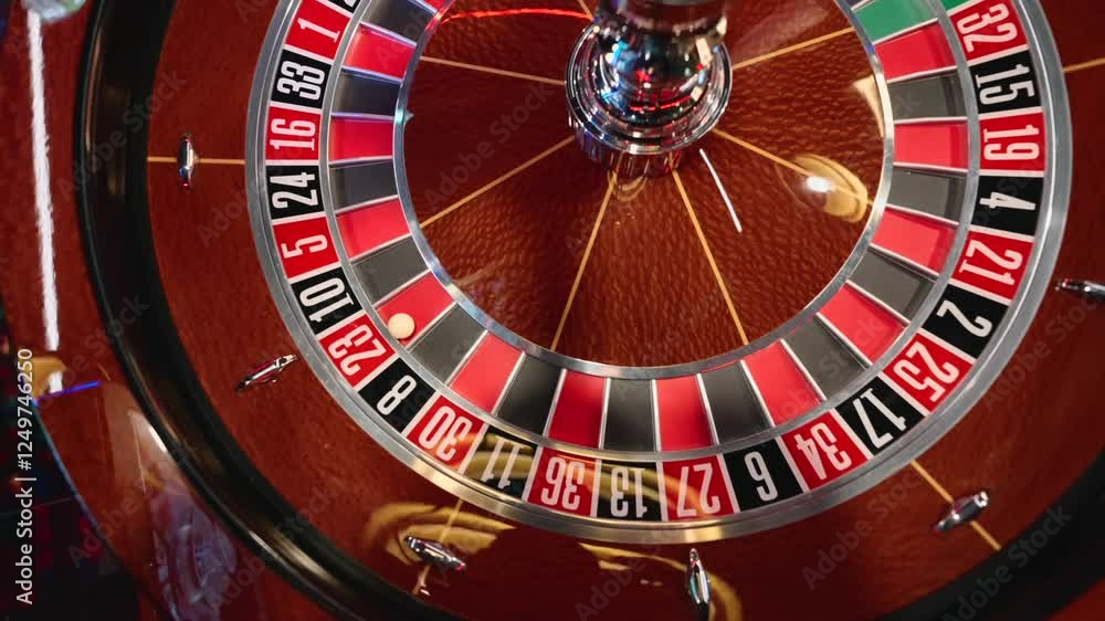 the ball has stopped at number 23 and is spinning on the roulette wheel in the casino the ball has stopped at number 23 and is spinning on the roulette wheel in the casino