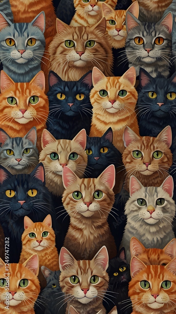 Fototapeta set of funny cats