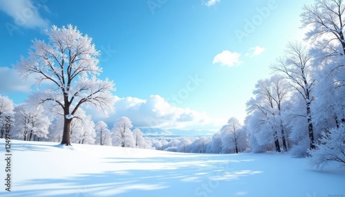 Wallpaper Mural Snowy landscape with bare trees against a clear blue sky, tree, frost, frozen Torontodigital.ca