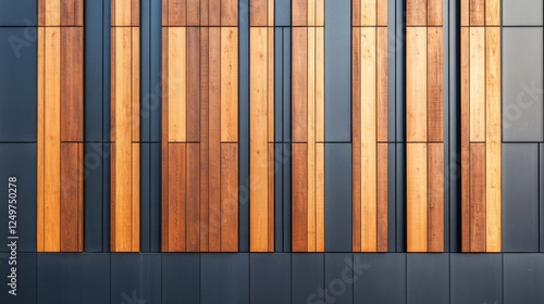 Wallpaper Mural Modern Building Facade with Wood and Metal Panels Torontodigital.ca