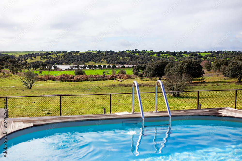 Swimming pool with view over the countryside of New South Wales, Australia Swimming pool with view over the countryside of New South Wales, Australia