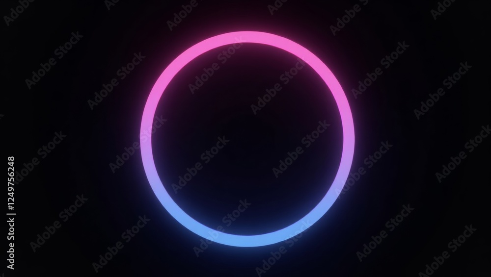 Obraz premium Vibrant neon gradient circle on black background