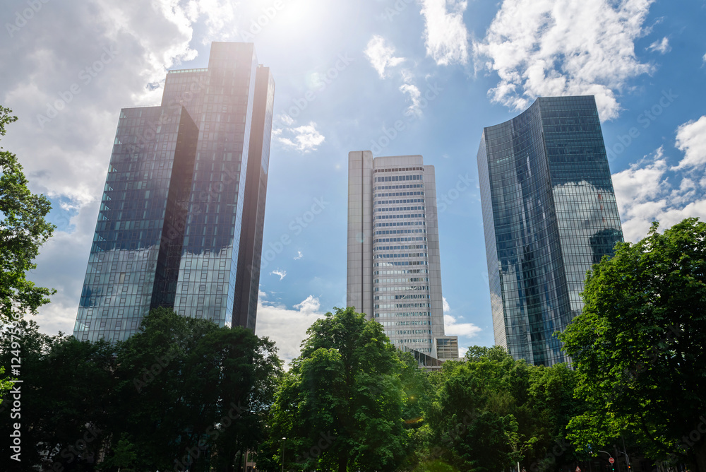 Skyscrapers in Frankfurt am Main, Germany. Summer sunny day. Skyscrapers in Frankfurt am Main, Germany. Summer sunny day.