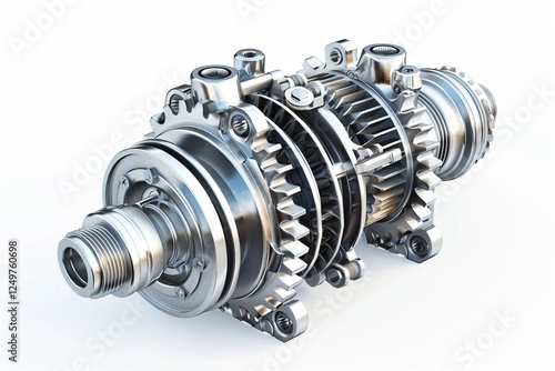 Industrial Gearbox Assembly with Solid Background