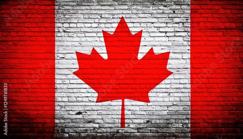 Canadian flag mural on brick wall showcasing national pride and cultural identity