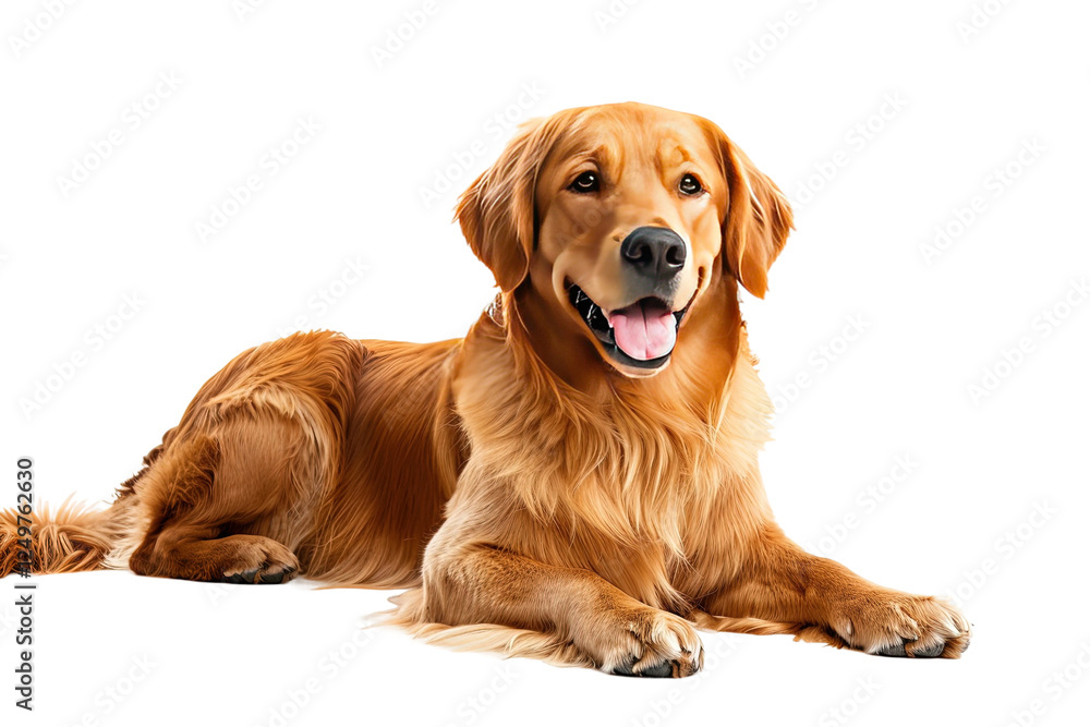 Golden Retriever Posed in Detailed High Definition on White Background Golden Retriever Posed in Detailed High Definition on White Background