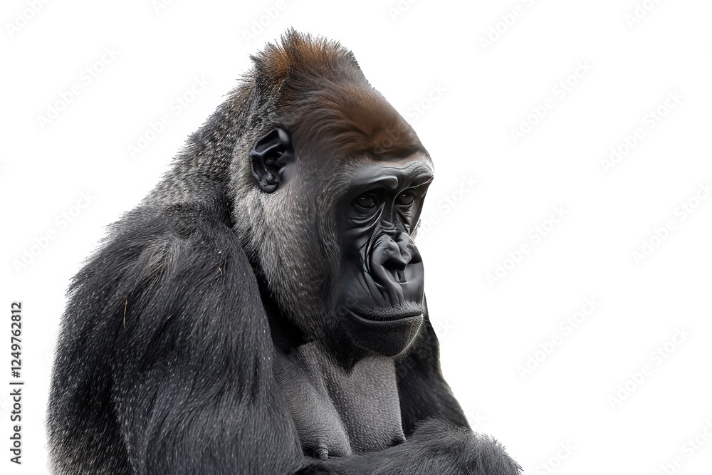 Fototapeta premium Majestic Gorilla Close-Up Isolated on Solid Background