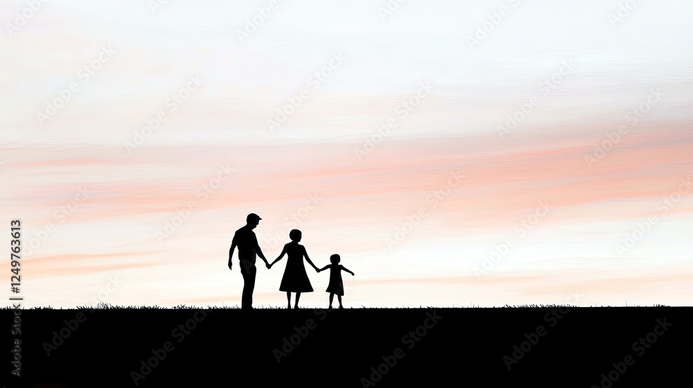 Parenting Bonds Depicted in a Minimalist Silhouette Against a Soothing Pastel Backdrop