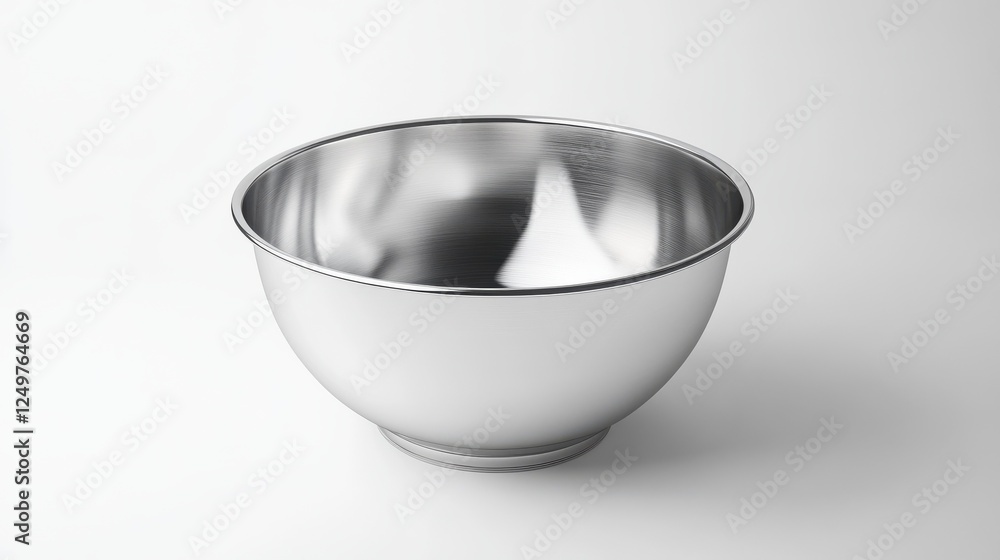 Stainless steel mixing bowl on a white background. Ideal for kitchen use, food preparation, and baking. Durable and easy to clean. Stainless steel mixing bowl on a white background. Ideal for kitchen use, food preparation, and baking. Durable and easy to clean.