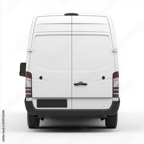 blank white sprinter van isolated on white for design mock up