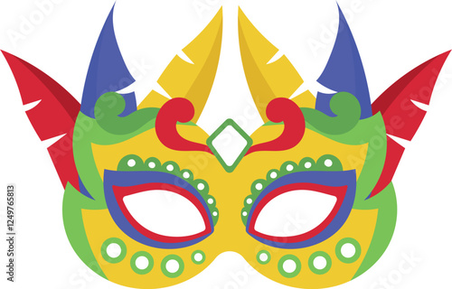 Vibrant Multicolored Carnival Mask with Feathers