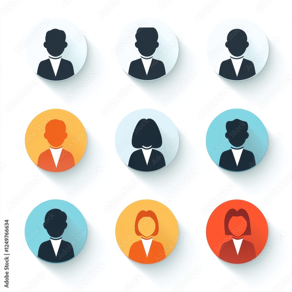Fototapeta premium Comprehensive Set of HRM Icons in Flat Design Style for Modern Business Applications