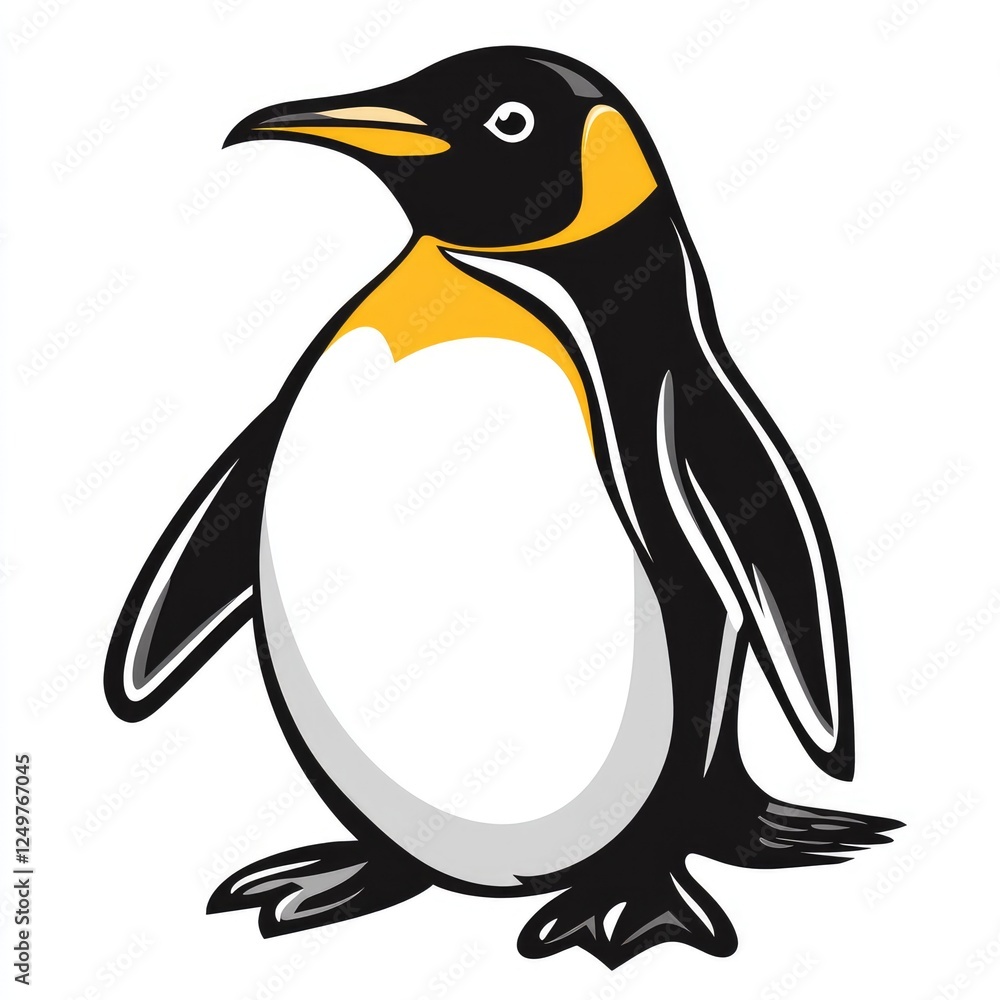 Fototapeta premium Detailed Penguin Logo in Modern Graphic Design Style on White Background