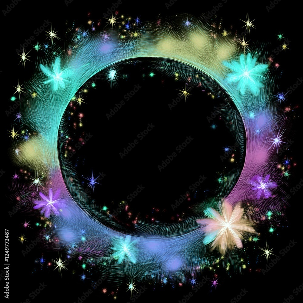 Fototapeta premium frame border of modern sparkle abstract background design in black background with copy space for text