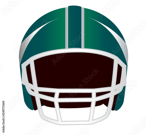 Helmet player in silver and midnight green, bold football vector design. Graffiti lettering typography with street art energy, multicolor sports illustration for modern art lovers.