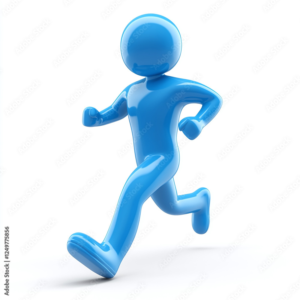 3d icon of blue running figure isolated on white background. 3d icon of blue running figure isolated on white background.