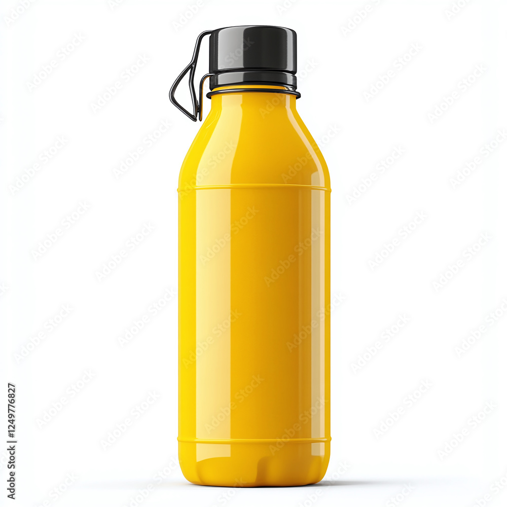 3d icon of yellow water bottle isolated on white background. 3d icon of yellow water bottle isolated on white background.