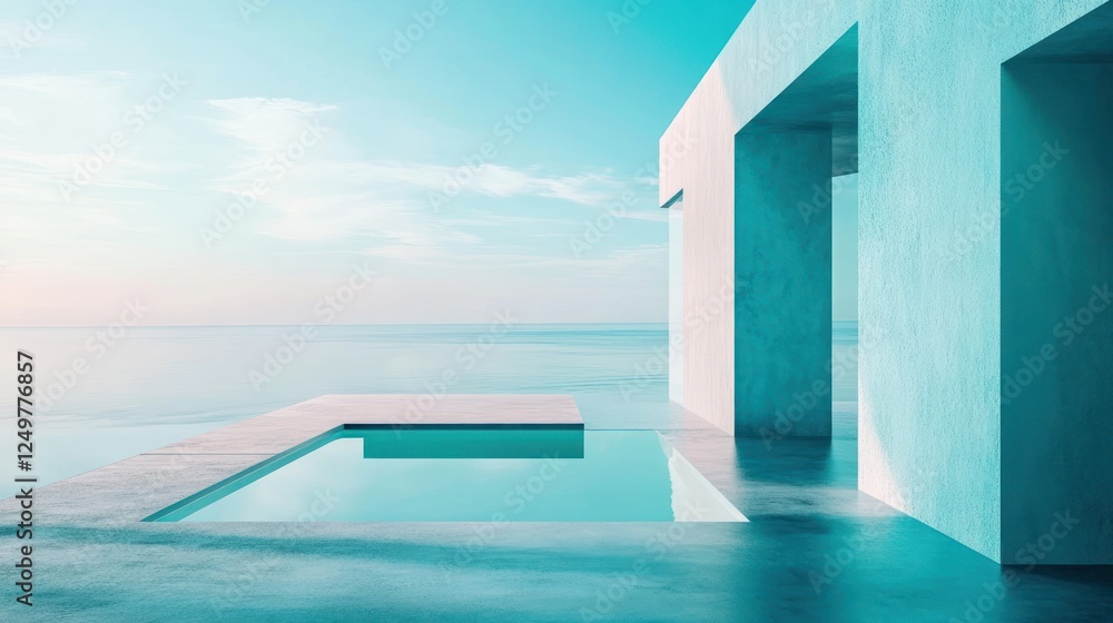 Transition from teal blue to sky blue, cool and peaceful Transition from teal blue to sky blue, cool and peaceful