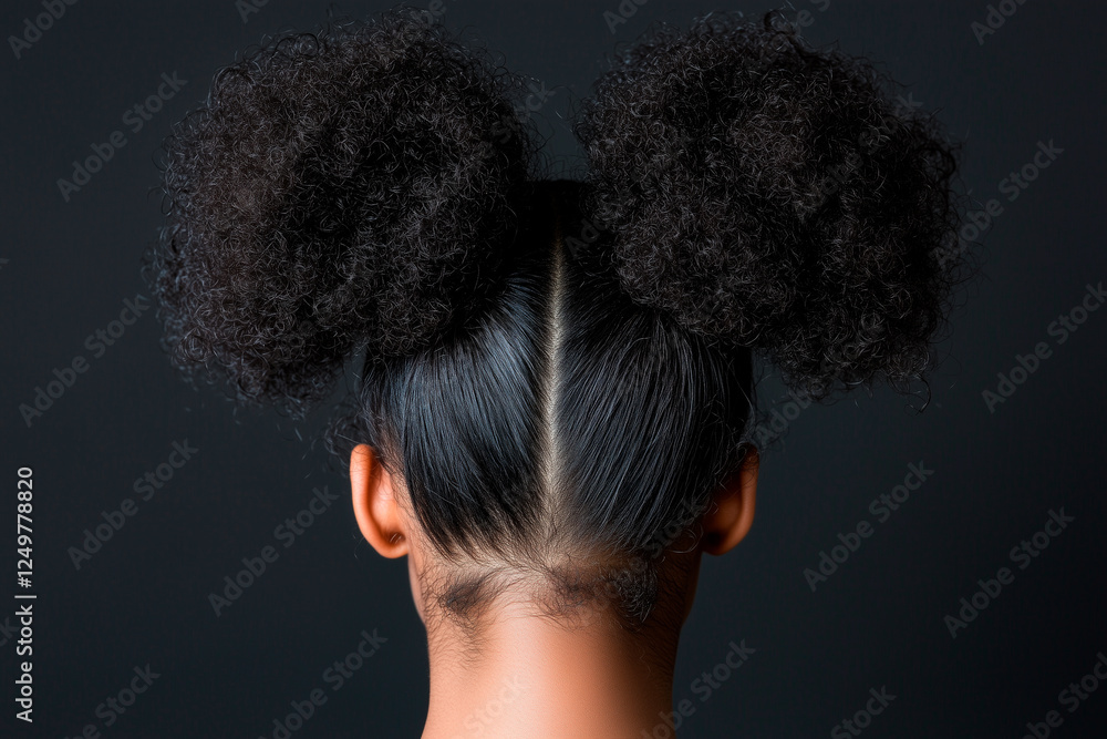 Rear View of Person with Two High Puff Hairstyle Rear View of Person with Two High Puff Hairstyle