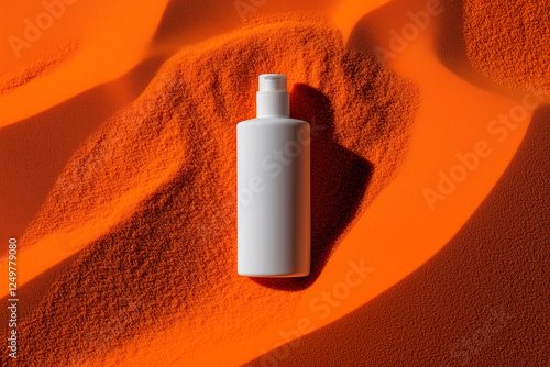 White Pump Bottle on Orange Sand